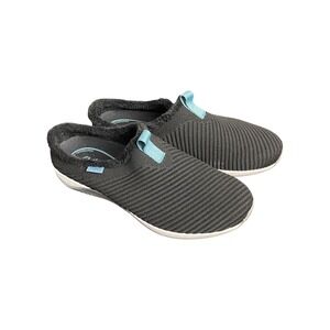 Ryka Womens Black Knit Slip On Sneakers With Faux Fur Lining Size 10